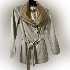 New size S Calvin Klein Women’s belted ultra suede coat.